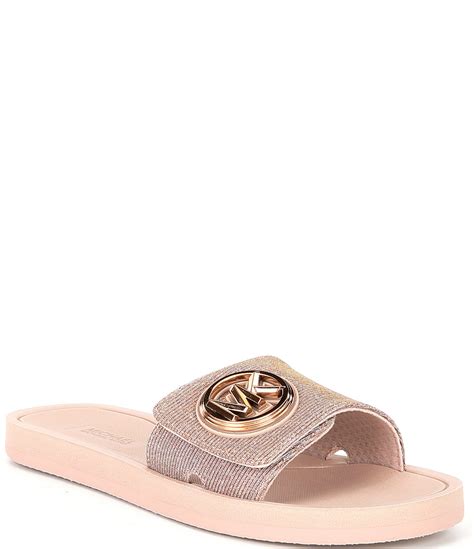 michael kors charm glitter slides.